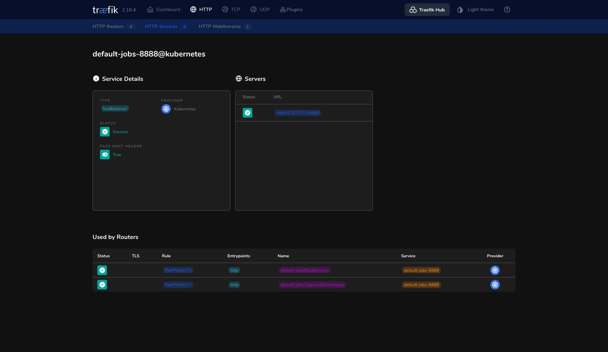 Traefik dashboard